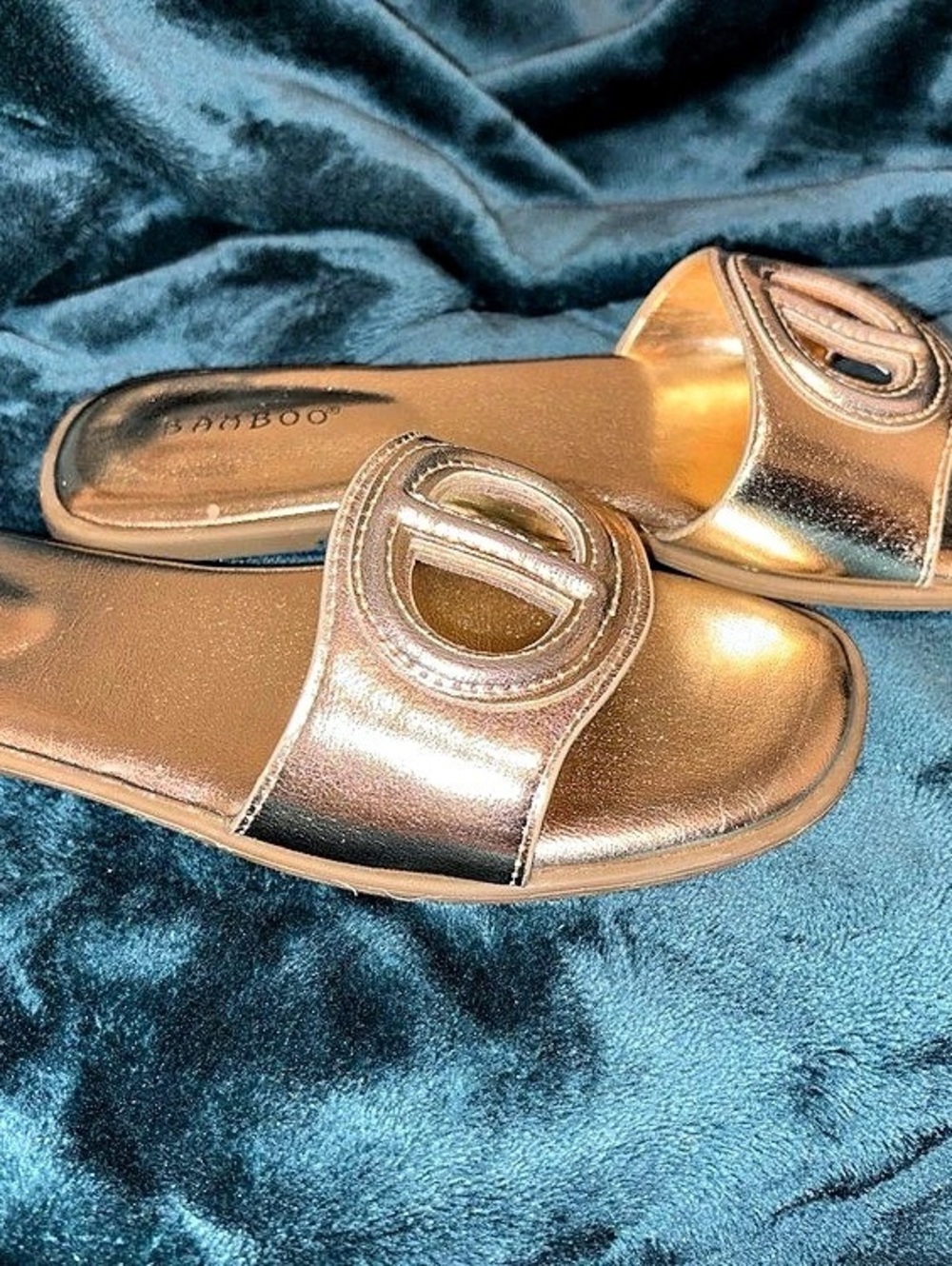 Bamboo Gold Buckle Slide Sandals